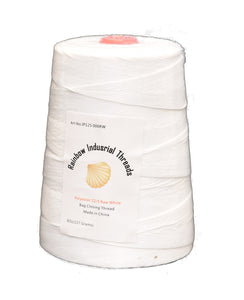 12/5s 8 oz  white polyester bag closing thread, 100 Cones per box